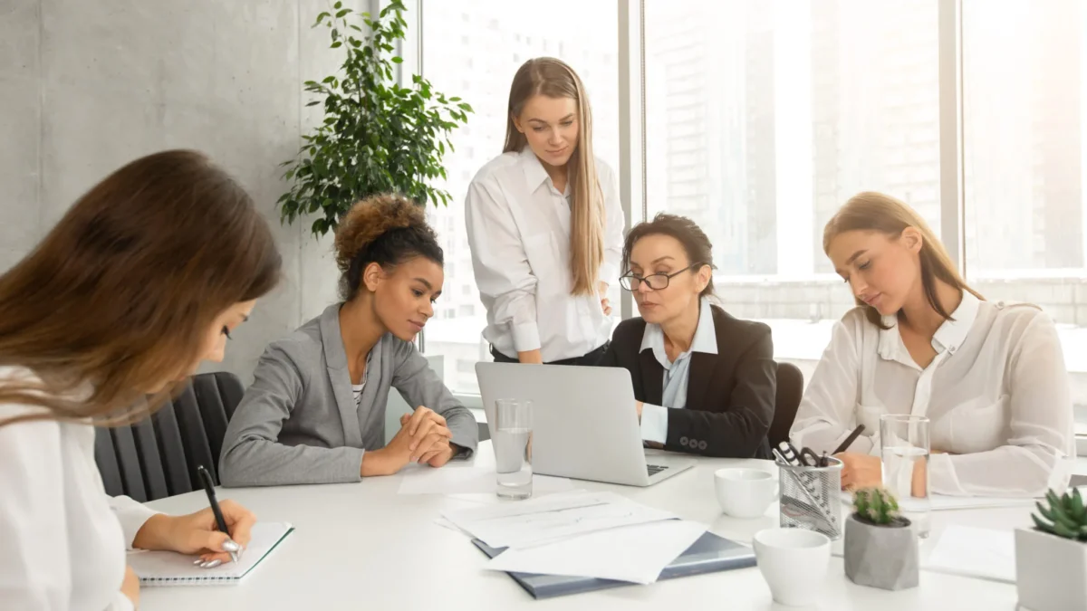 women working around a table