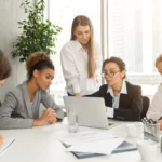 women working around a table